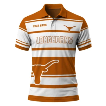 Texas Longhorns Polo Shirt Customized Horizontal Blocks Orange Best Selling