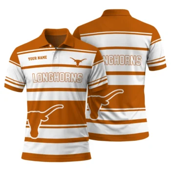 Texas Longhorns Polo Shirt Customized Horizontal Blocks Orange Fashion Forward