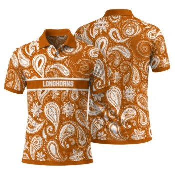 Texas Longhorns Polo Shirt Customized Paisley Band Orange Fashion Forward