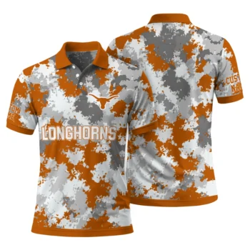 Texas Longhorns Polo Shirt Customized Pixel Camo Orange Fashion Forward