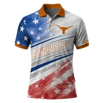 Texas Longhorns Polo Shirt Customized Star Stripes Red Blue Best Selling