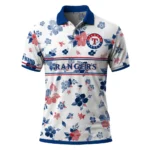 Texas Rangers Polo Shirt Personalized Floral Pinstripe Blue White Best Selling