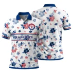 Texas Rangers Polo Shirt Personalized Floral Pinstripe Blue White Best Selling