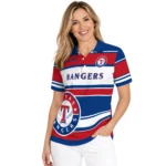 Texas Rangers Polo Shirt Personalized Horizontal Blocks Blue Best Selling