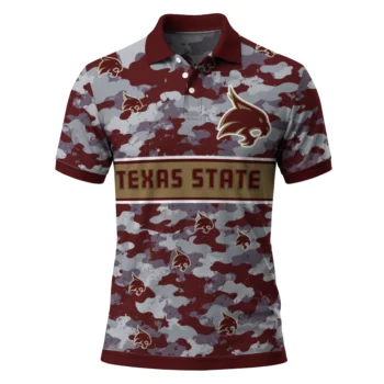 Texas State Bobcats Polo Shirt Personalized Camo Band Maroon Best Selling