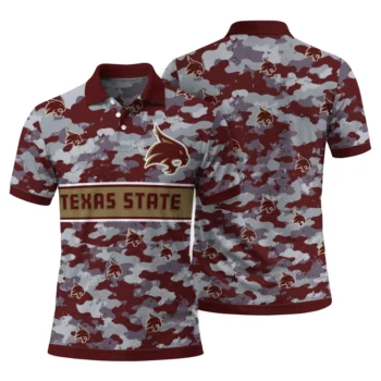 Texas State Bobcats Polo Shirt Personalized Camo Band Maroon Fashion Forward