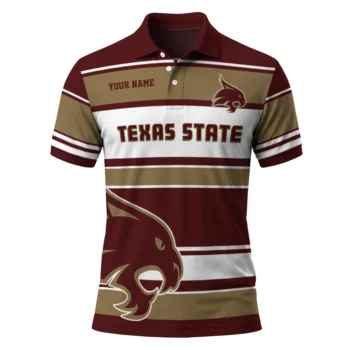 Texas State Bobcats Polo Shirt Personalized Horizontal Blocks Maroon Best Selling