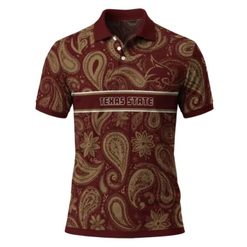 Texas State Bobcats Polo Shirt Personalized Paisley Band Maroon Best Selling