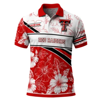 Texas Tech Red Raiders Polo Shirt Custom Floral Angles Red White Best Selling