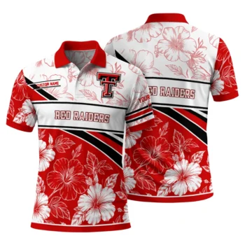Texas Tech Red Raiders Polo Shirt Custom Floral Angles Red White Fashion Forward