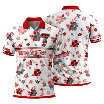 Texas Tech Red Raiders Polo Shirt Custom Floral Pinstripe Red White Fashion Forward