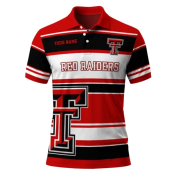 Texas Tech Red Raiders Polo Shirt Custom Horizontal Blocks Red Best Selling