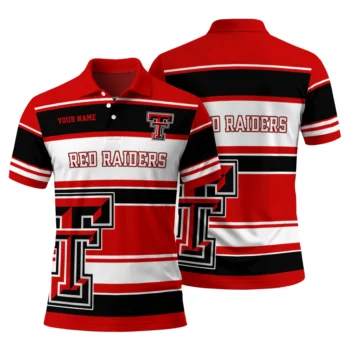 Texas Tech Red Raiders Polo Shirt Custom Horizontal Blocks Red Fashion Forward
