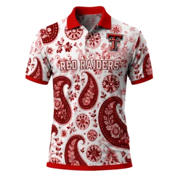 Texas Tech Red Raiders Polo Shirt Custom Paisley Florals Red White Best Selling