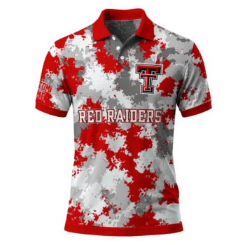 Texas Tech Red Raiders Polo Shirt Custom Pixel Camo Red Best Selling