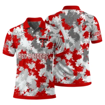 Texas Tech Red Raiders Polo Shirt Custom Pixel Camo Red Fashion Forward