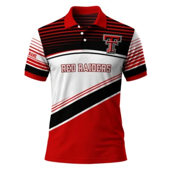 Texas Tech Red Raiders Polo Shirt Custom Slanted Stripes Red White Best Selling