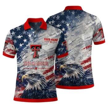 Texas Tech Red Raiders Polo Shirt Custom Star Brushstrokes Red Blue Fashion Forward