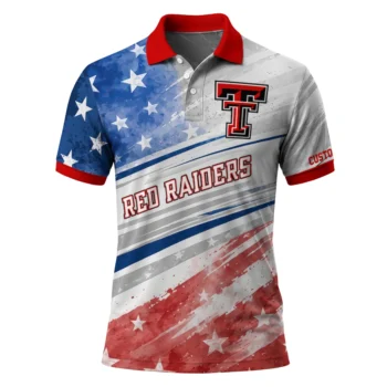 Texas Tech Red Raiders Polo Shirt Custom Star Stripes Red Blue Best Selling