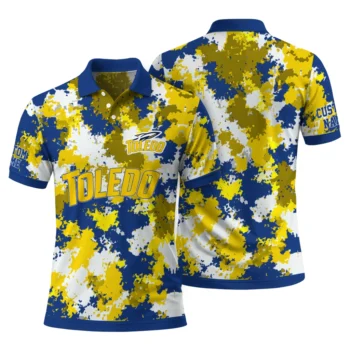 Toledo Rockets Polo Shirt Personalized Pixel Camo Blue Fashion Forward