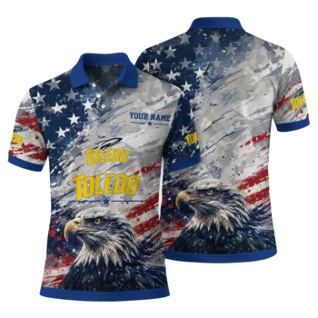 Toledo Rockets Polo Shirt Personalized Star Brushstrokes Blue Fashion Forward