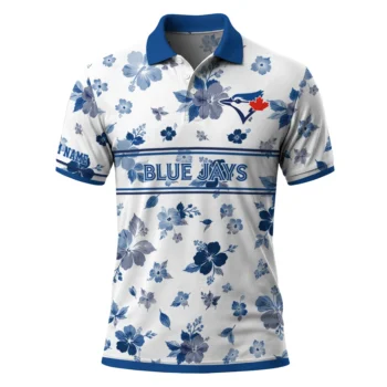 Toronto Blue Jays Polo Shirt Custom Floral Pinstripe Blue White Best Selling