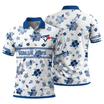 Toronto Blue Jays Polo Shirt Custom Floral Pinstripe Blue White Fashion Forward