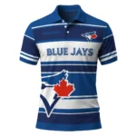 Toronto Blue Jays Polo Shirt Custom Horizontal Blocks Blue Best Selling