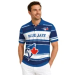 Toronto Blue Jays Polo Shirt Custom Horizontal Blocks Blue Best Selling
