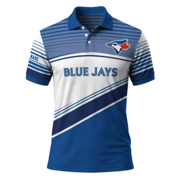 Toronto Blue Jays Polo Shirt Custom Slanted Stripes Blue White Best Selling