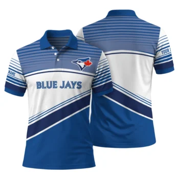 Toronto Blue Jays Polo Shirt Custom Slanted Stripes Blue White Fashion Forward
