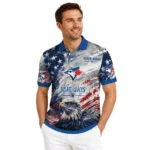 Toronto Blue Jays Polo Shirt Custom Star Brushstrokes Blue Best Selling