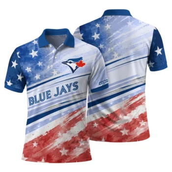 Toronto Blue Jays Polo Shirt Custom Star Stripes Red Blue Fashion Forward