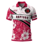 Toronto Raptors Polo Shirt - Personalized Floral Angles Red White