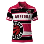 Toronto Raptors Polo Shirt - Personalized Horizontal Blocks Red