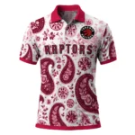 Toronto Raptors Polo Shirt - Personalized Paisley Florals Red White