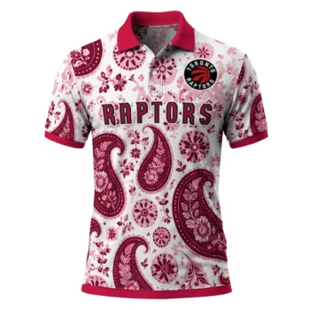 Toronto Raptors Polo Shirt - Personalized Paisley Florals Red White