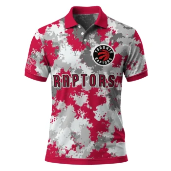Toronto Raptors Polo Shirt - Personalized Pixel Camo Red