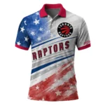 Toronto Raptors Polo Shirt - Personalized Star Stripes Red Blue