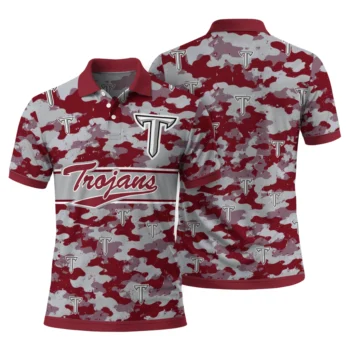 Troy Trojans Polo Shirt Customized Camo Band Red Fashion Forward