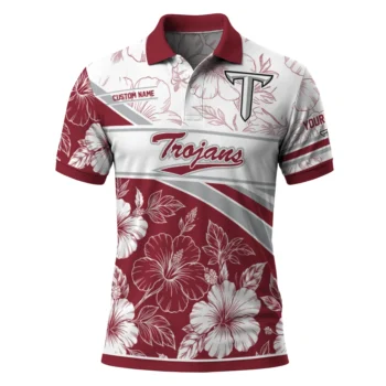 Troy Trojans Polo Shirt Customized Floral Angles Red White Best Selling