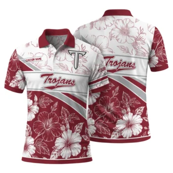 Troy Trojans Polo Shirt Customized Floral Angles Red White Fashion Forward