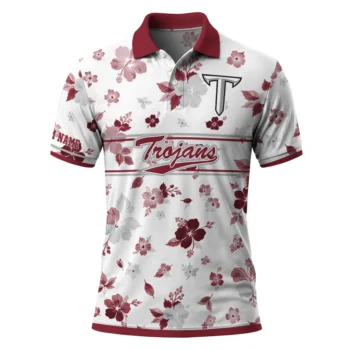 Troy Trojans Polo Shirt Customized Floral Pinstripe Red White Best Selling