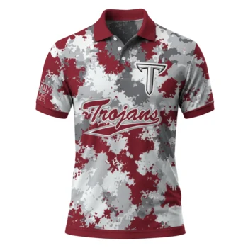 Troy Trojans Polo Shirt Customized Pixel Camo Red Best Selling