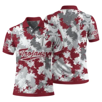 Troy Trojans Polo Shirt Customized Pixel Camo Red Fashion Forward