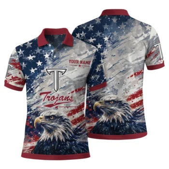 Troy Trojans Polo Shirt Customized Star Brushstrokes Red Blue Fashion Forward