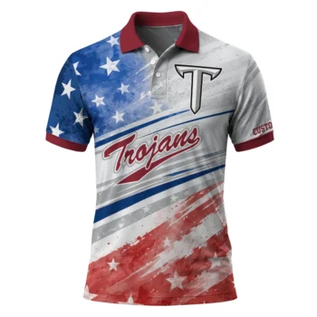 Troy Trojans Polo Shirt Customized Star Stripes Red Blue Best Selling