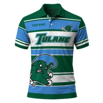 Tulane Green Wave Polo Shirt Custom Horizontal Blocks Green Best Selling