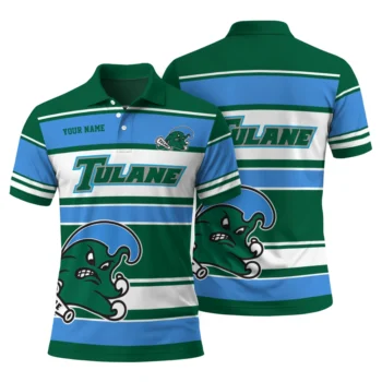 Tulane Green Wave Polo Shirt Custom Horizontal Blocks Green Fashion Forward