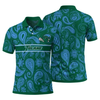 Tulane Green Wave Polo Shirt Custom Paisley Band Green Fashion Forward